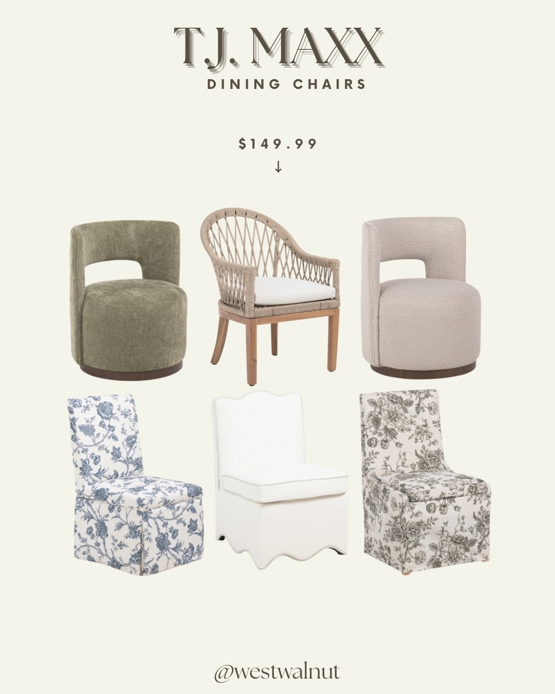 I scoured T.J. Maxx for the best affordable home finds so you don’t have to! These dining chairs for $149.99 caught my eye, especially the floral upholstered ones!

#diningchairs #affordablefurniture @TJ Maxx 

#LTKHome