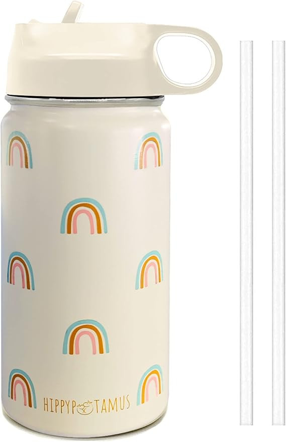 Hippypotamus Kids Water Bottle - Vacuum Insulated Stainless Steel Thermos With Straw Lid & Spout ... | Amazon (US)