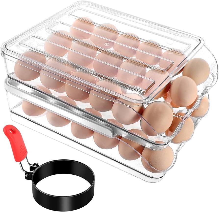 Egg Storage for Fridge, 36 Eggs Holder for Fridge with Egg Rings Automatic Rolling Egg Tray for R... | Amazon (CA)