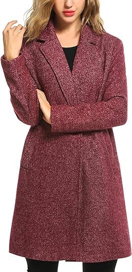 Zeagoo Winter Blended Coat Women Casual Long Pea Coat Trench Button Cardigan Pockets | Amazon (US)