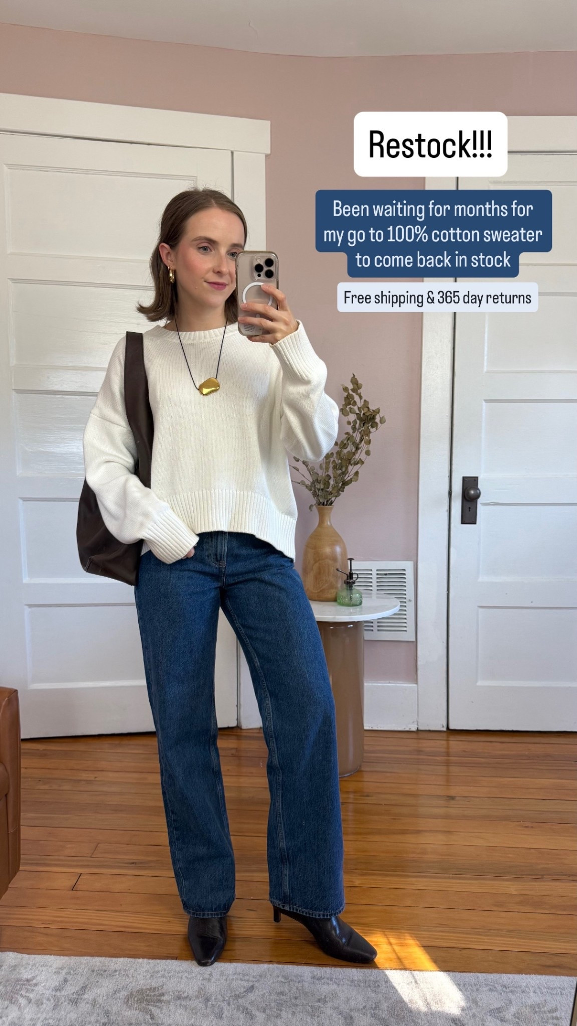 Restock my $39 most worn 100% cotton sweater! Wearing small
Quince sustainably made and free shipping and returns 



#LTKPetite #LTKootd #LTKgrwm