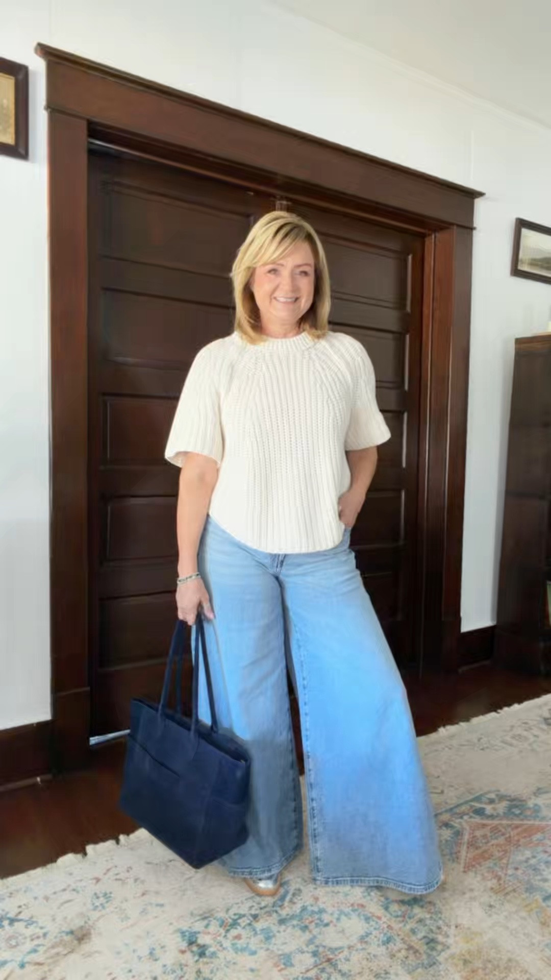 I love this bag and these sneakers so much!  
Wearing my true size in everything.