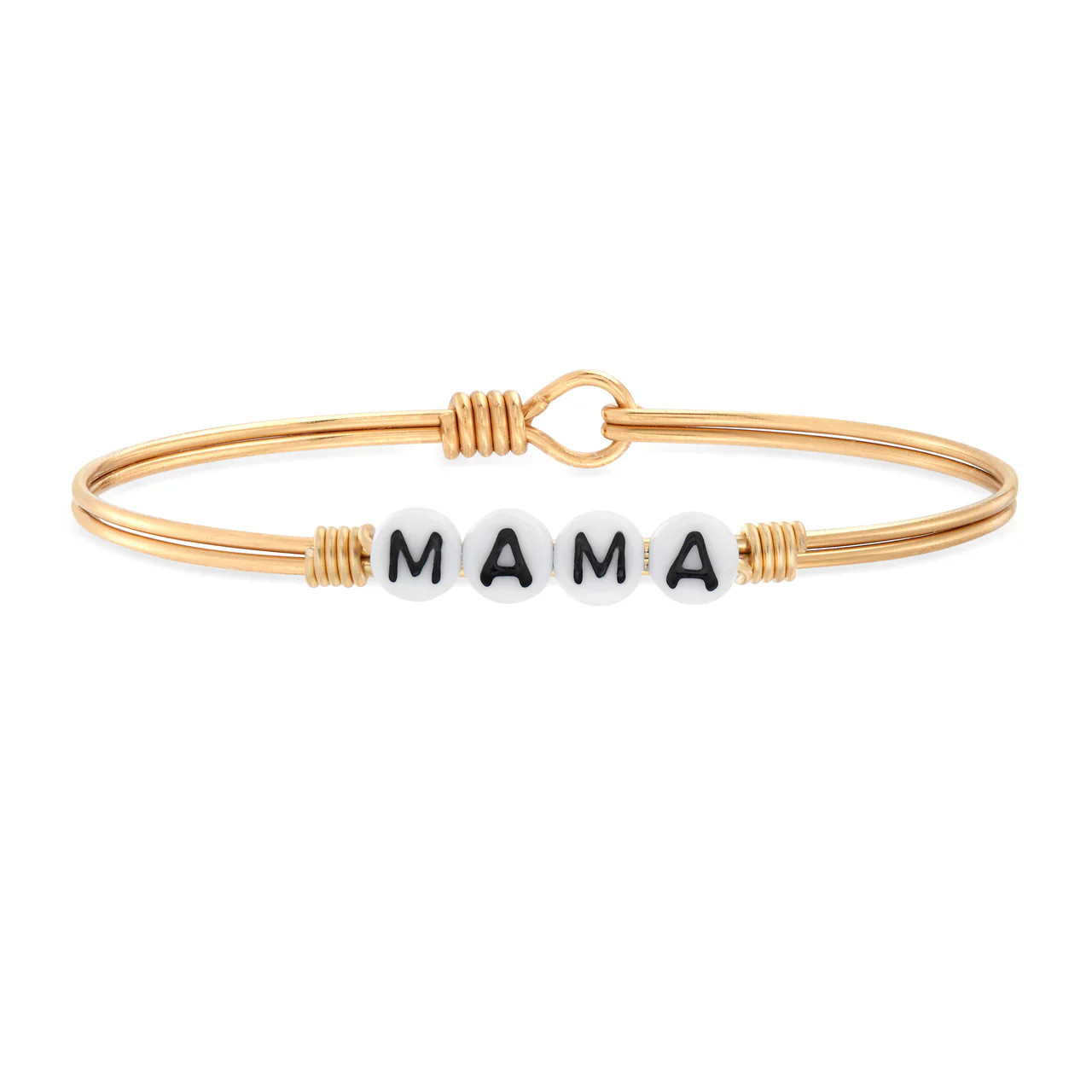 Mama Letter Bead Bangle Bracelet, Brass | SpearmintLOVE