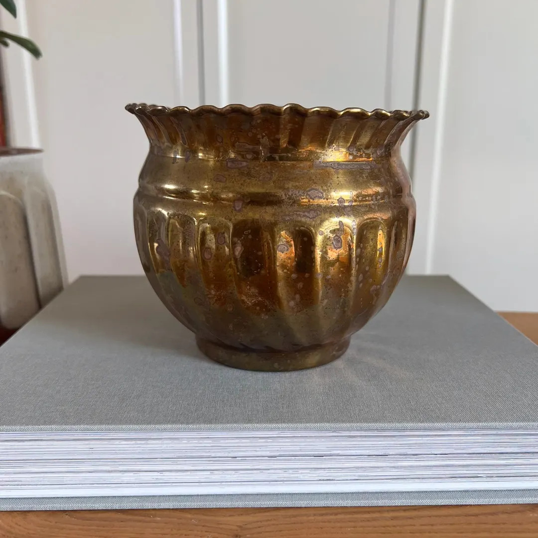 Vintage Brass Planter | Scalloped Fluted Cache Pot | Etsy (US)