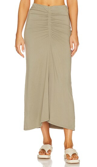 Straight Maxi Skirt in Basil | Revolve Clothing (Global)