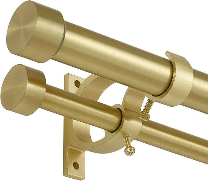 Brass Double Curtain Rods 72 to 144 Inches (6-12 Feet),1-Inches Front and 5/8 Inches Back Adjusta... | Amazon (US)