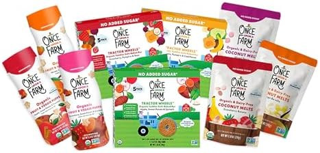 Once Upon a Farm Organic Baby & Toddler Snack Sampler, Puffs, Coconut Melts, Tractor Wheels, Made... | Amazon (US)