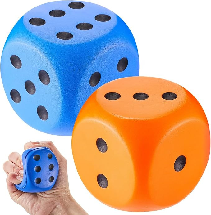 Zomiboo 2 Pcs 2.3'' Large Foam Dice for Classroom Jumbo 6 Sided Giant Dice Casino Party Decoratio... | Amazon (US)