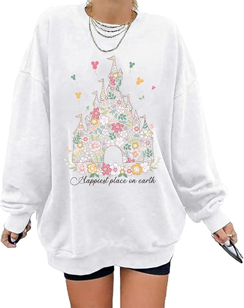 Magic Kingdom Sweatshirts For Women Oversized Magical Shirt Cute Vacation Tees Girls Castle Graph... | Amazon (US)