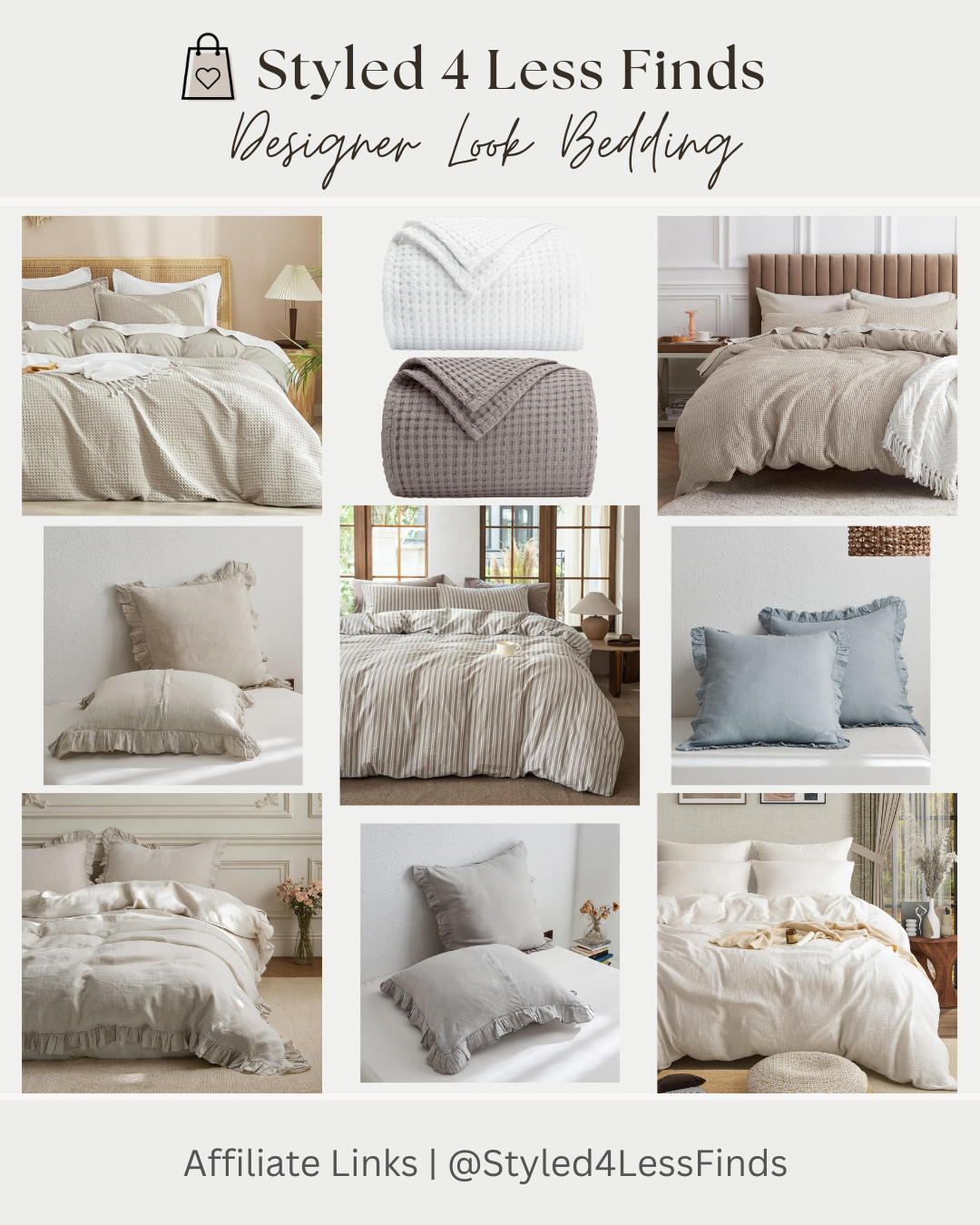 Designer look bedding without the designer price 🤍

Creating that soft, elevated bedroom vibe doesn’t have to cost a fortune. Think neutral tones, cozy textures, and a mix of layers—waffle knits, subtle stripes, and ruffle details instantly give that high-end feel.

Style tip: Stick to a calming color palette (creams, taupes, soft greys) and layer different textures instead of patterns for that luxe, hotel-inspired look. Finish with a couple of statement pillows to pull it all together ✨

 

 #LTKcanada #LTKhome #LTKstyletip