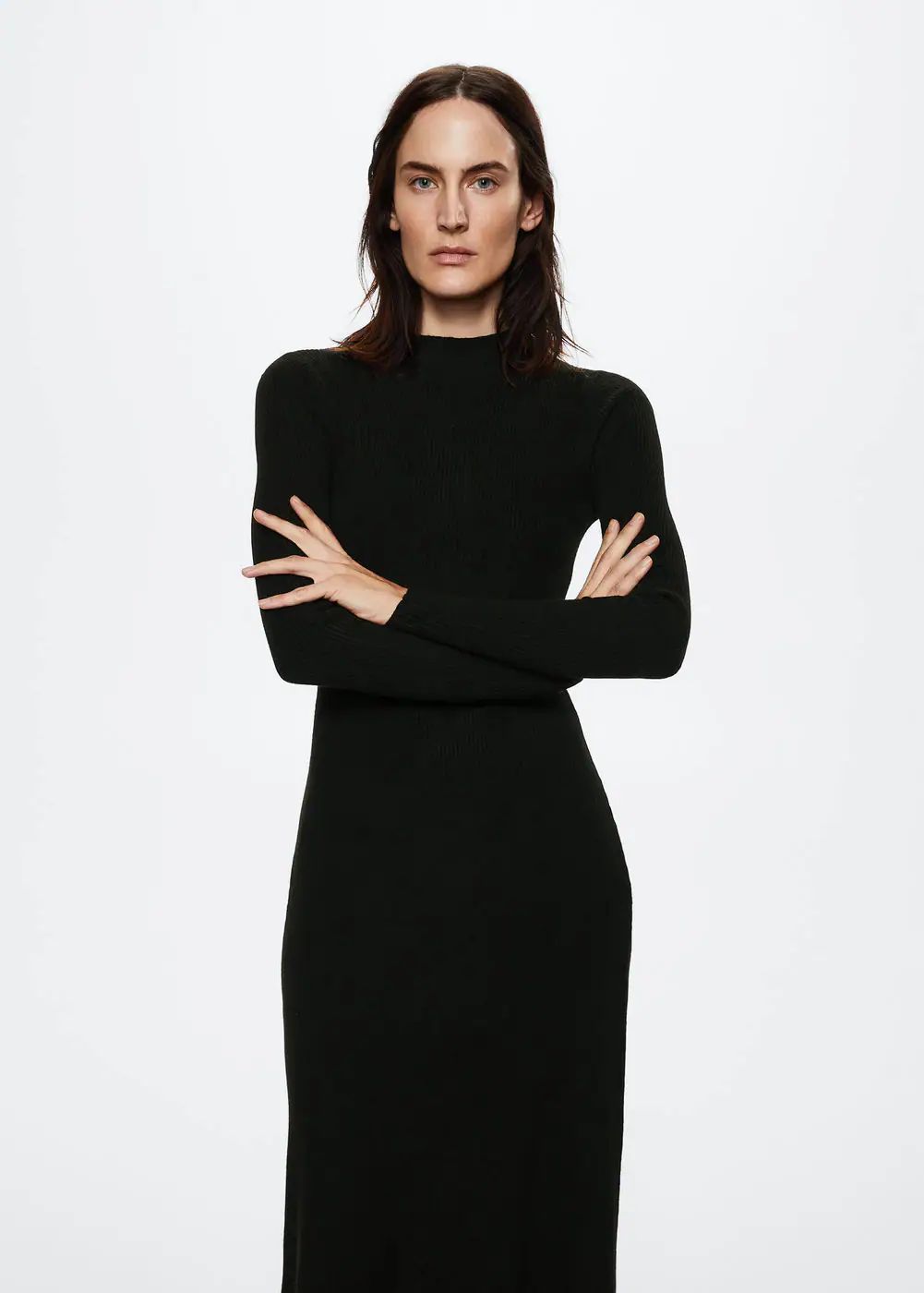 Knitted perkins neck dress -  Women | Mango USA | MANGO (US)