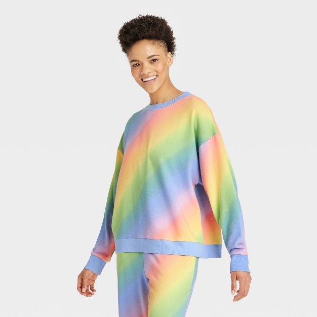 Women's Rainbow-Dye French Terry Lounge Sweatshirt - Colsie™ | Target