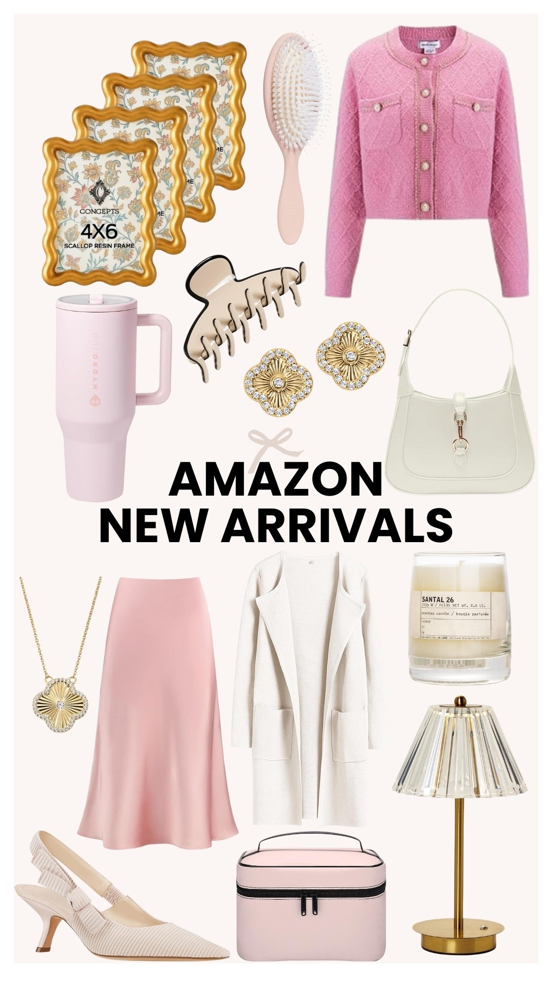 Amazon new arrivals! I am loving the tweed jacket, satin skirt, and off-white heels. As for accessories, the gold necklace, white purse, and gold earrings are a must-have! 

#LTKFindsUnder50 #LTKHome #LTKFindsUnder100