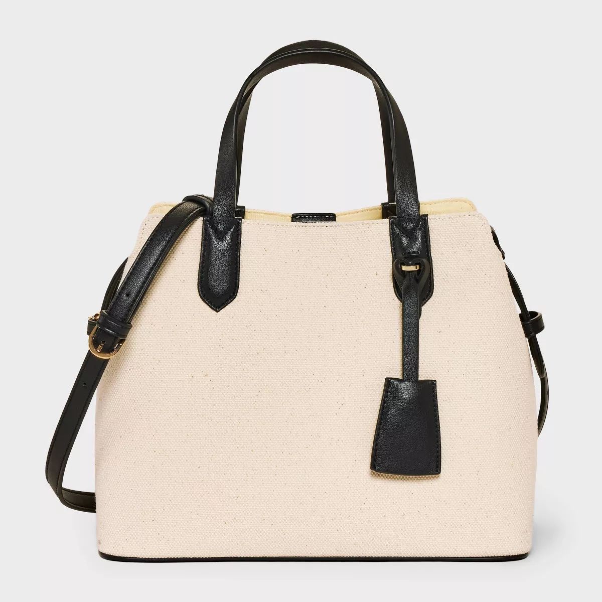Triple Compartment Satchel Handbag - A New Day™ Black/Natural | Target