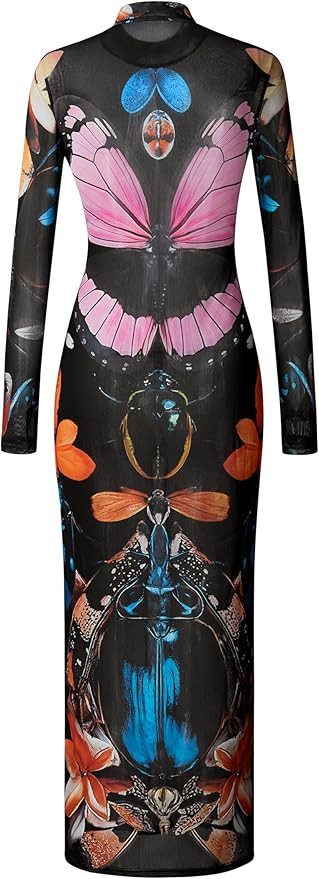 JW PEI Women's Sheer Butterfly and Beetle Gown | Amazon (US)