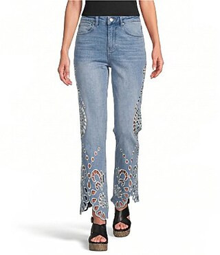 Bayeas Stretch Denim Embroidered High Rise Flare Jeans -  29 | Dillard's