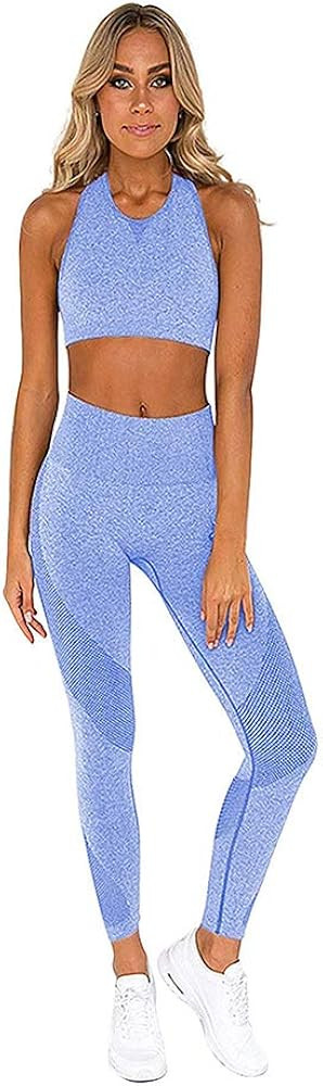 Women's Workout Sets 2 Pieces Suits High Waisted Yoga Leggings with Stretch Sports Bra Gym Clothe... | Amazon (US)