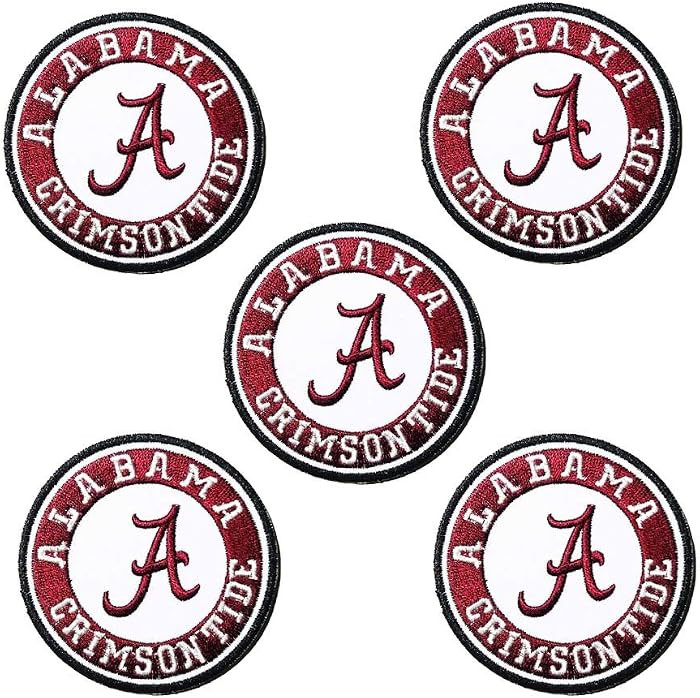 5Pcs Iron On Sew On Patch for Alabama Crimson Tide Embroidered Decoration Patches for Jeans Jacke... | Amazon (US)