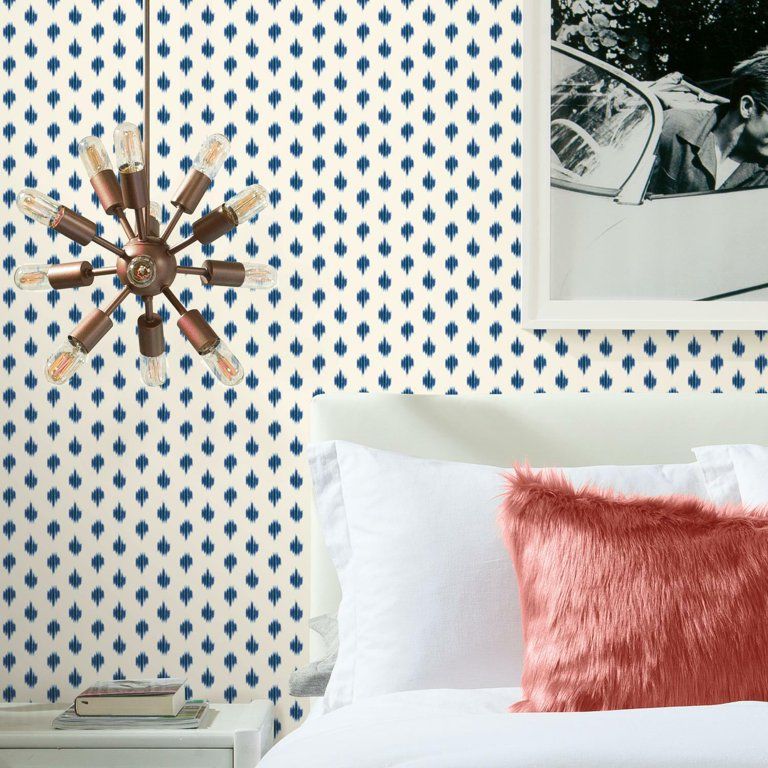 Better Homes & Garden Peel & Stick Wallpaper, Blue Ikat Dot, 18" x 18.86' - Walmart.com | Walmart (US)