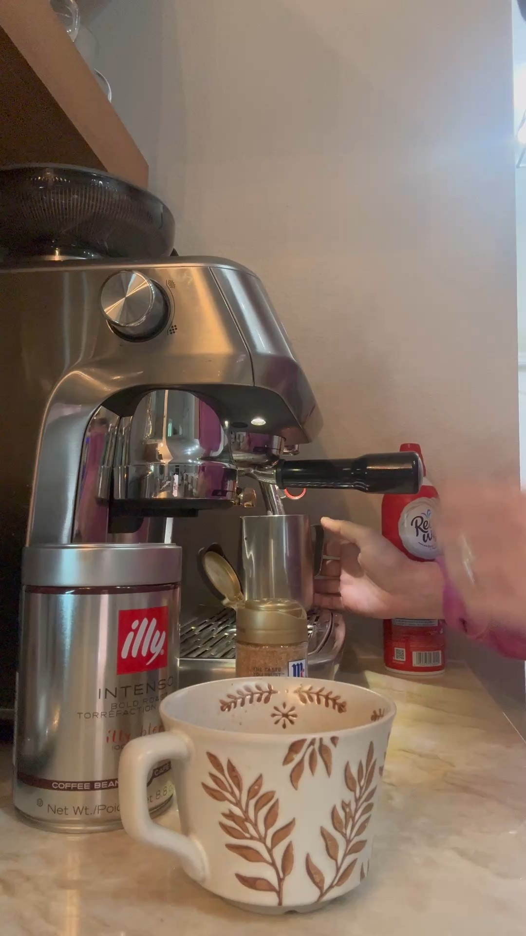 Enjoying an afternoon coffee treat!  Breville espresso machine, coffee station, kitchen decor, latte, coffee bar 

#LTKdayinmylife #LTKHome #LTKmorningroutine