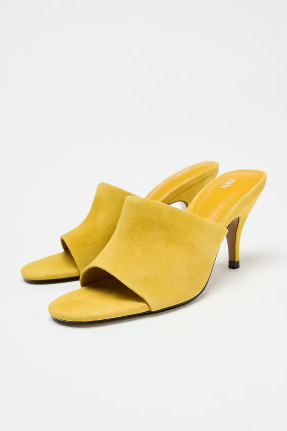 LEATHER HEELED MULES | Zara Canada