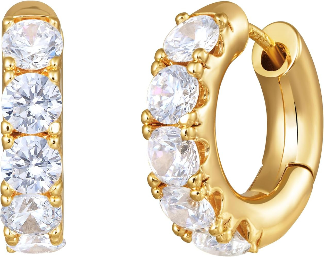 DREMMY STUDIOS Gold Dainty Huggie Hoop Earrings 18K Gold Filled Exquisite Open Tassel Dangle Char... | Amazon (US)