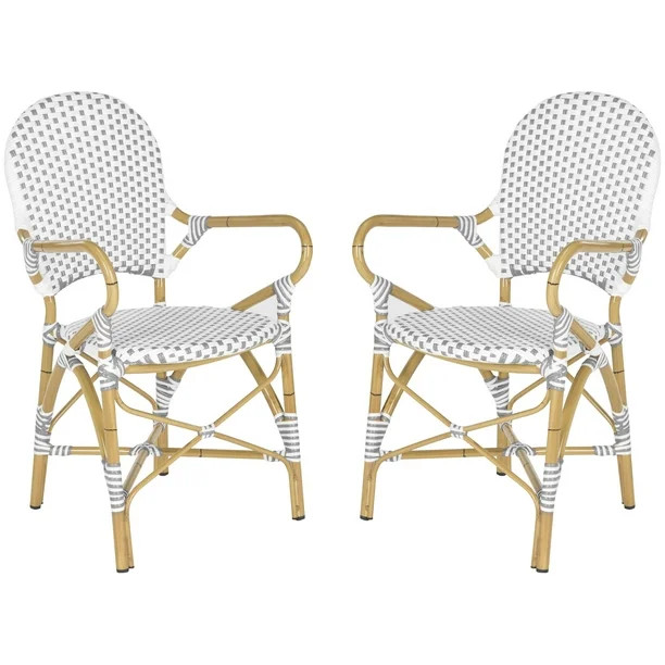 Safavieh Hooper Outdoor Stacking Arm Chair, Set of 2 - Grey/White | Walmart (US)