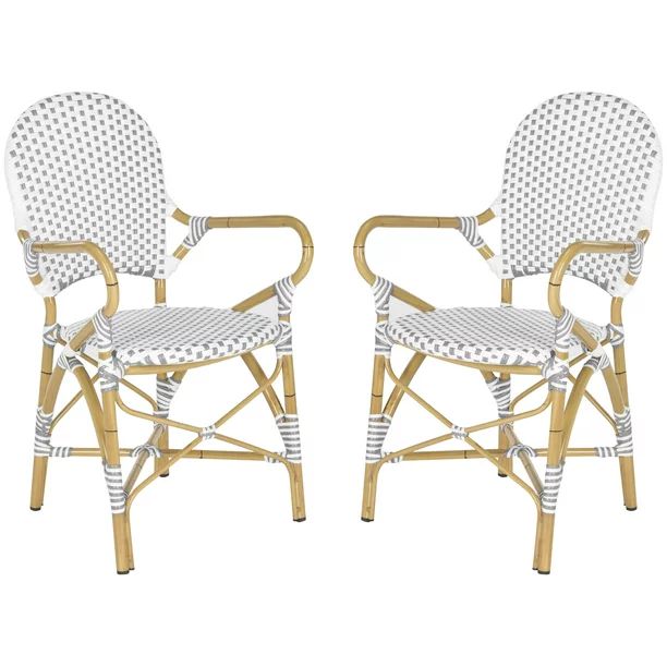 Safavieh Hooper Outdoor Stacking Arm Chair, Set of 2 - Grey/White | Walmart (US)