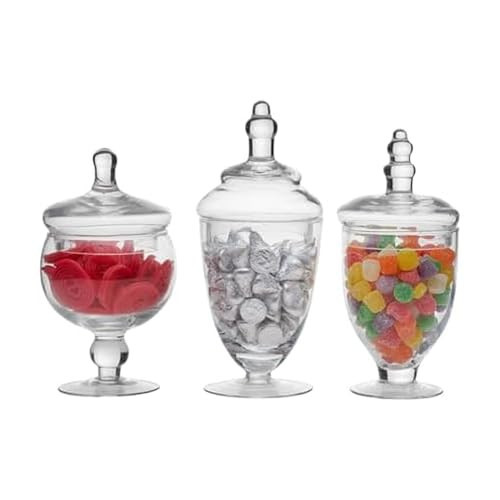 Elements Glass Apothecary Jars, Set of 3 Clear Decorative Jars for Wedding Decor, Candy Buffet, Bathroom Storage, and Table Centerpieces | Amazon (US)