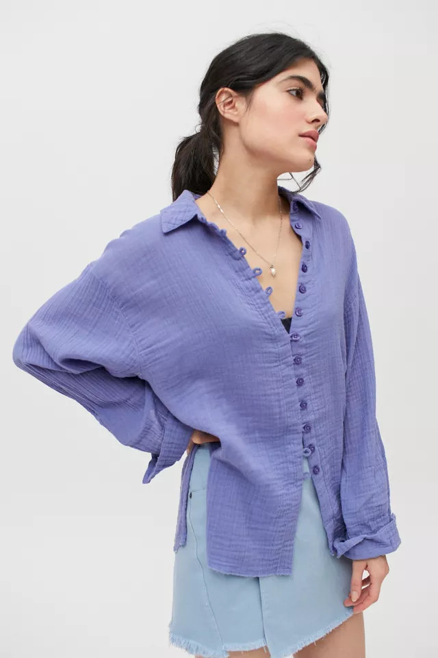 UO Addison Button-Front Blouse | Urban Outfitters (US and RoW)