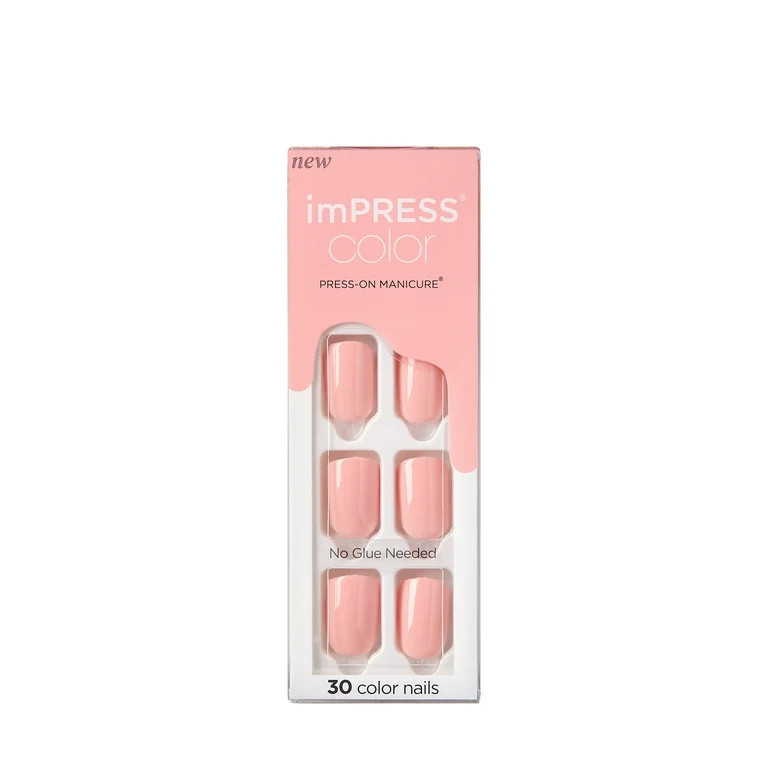 KISS imPRESS Color Press-On Manicure Fake Nails, ‘Dolce Pink’, 30 Count | Walmart (US)