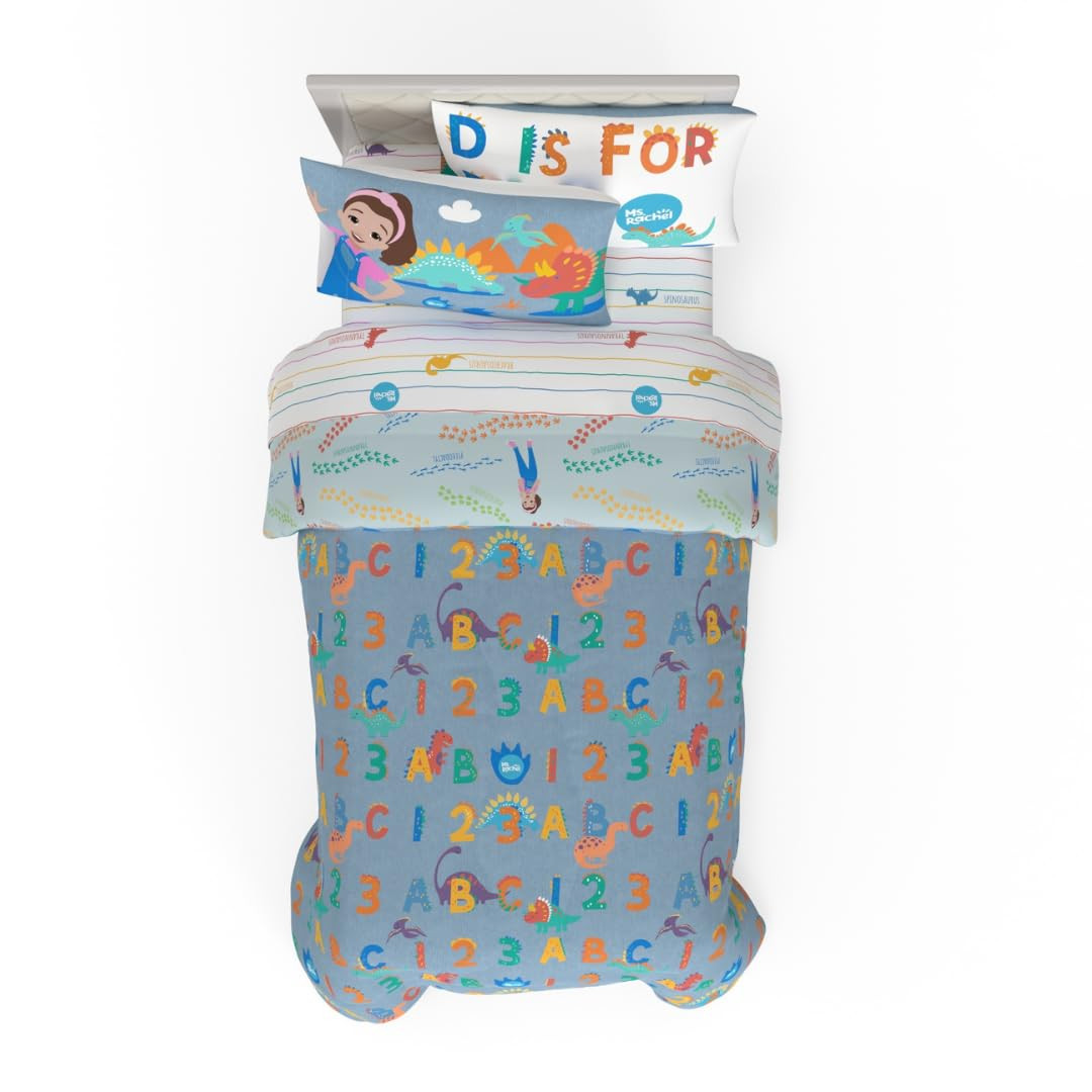 Franco Ms. Rachel Educational Adventures Dino Learning Kids Bedding Super Soft & Cozy Reversible ... | Amazon (US)