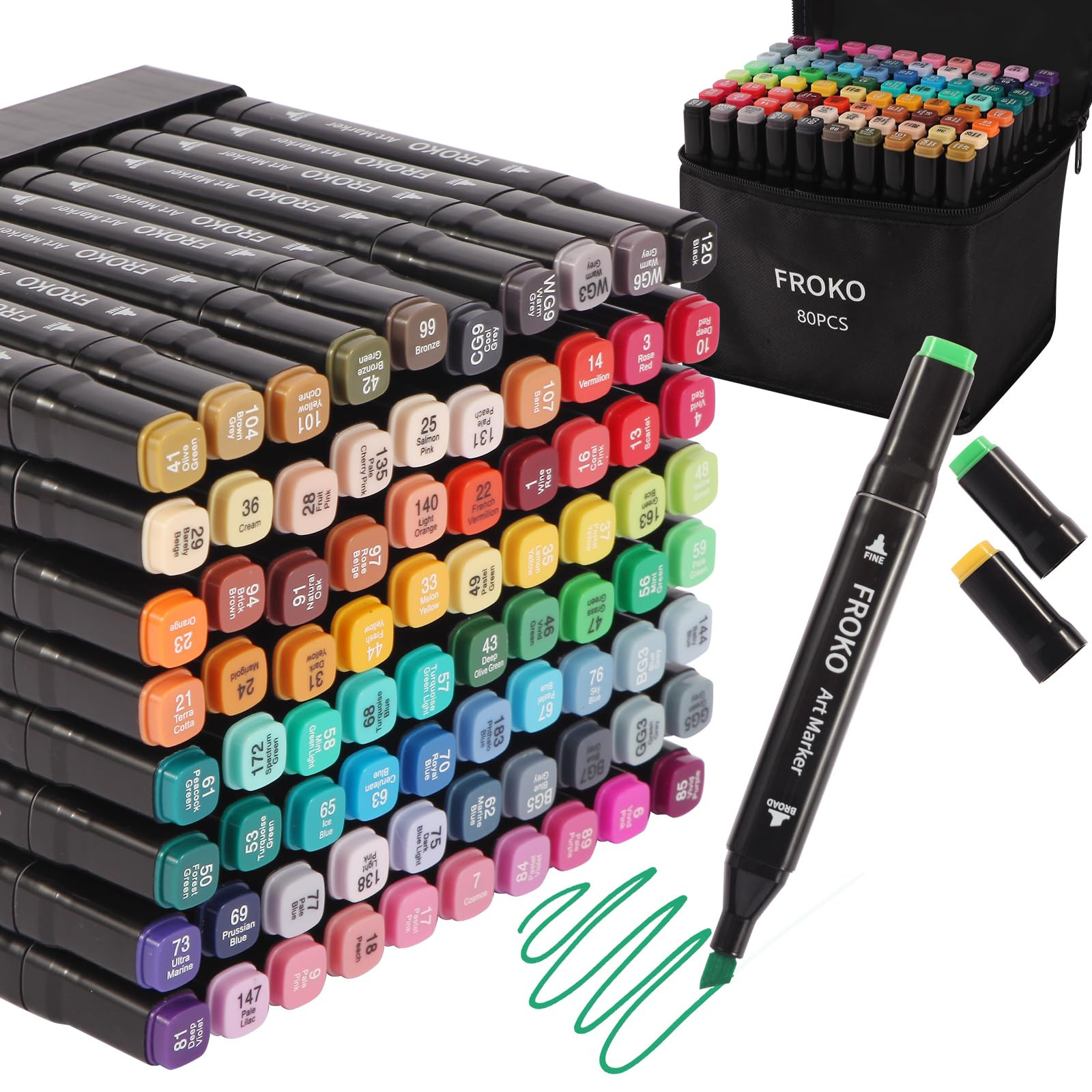 FROKO Alcohol Markers, 80 Colors Dual Tip Art Marker,Coloring Marker, markers for adult coloring ... | Amazon (US)