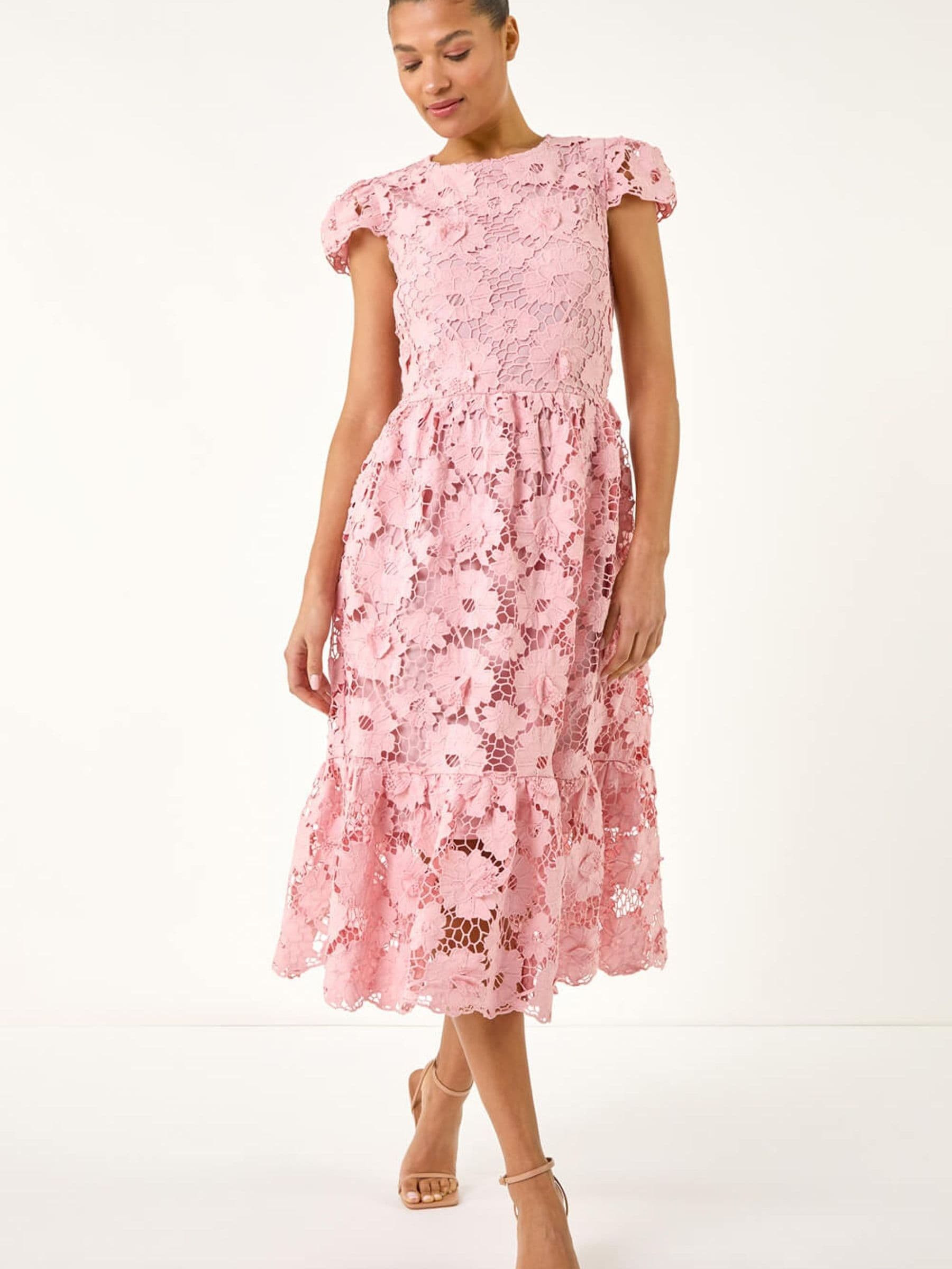 Roman Roman Pink Crochet Lace Dress | Next US