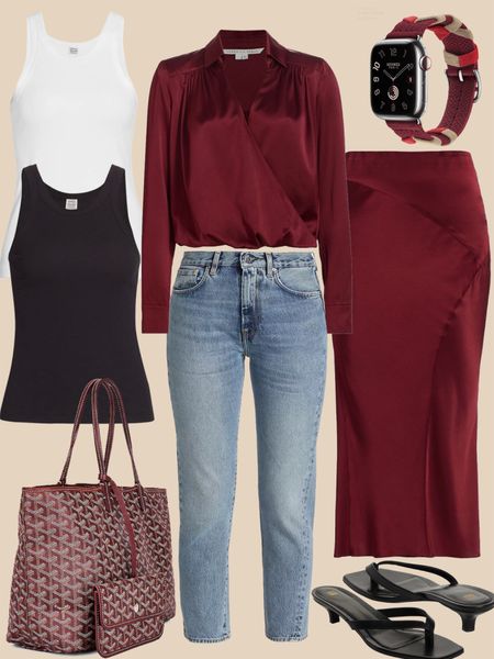 From Totême wear everyday tanks to a Veronica Beard bordeaux silk set… mix and match with jeans and skirt for multiple fall looks. 

#LTKSeasonal #LTKstyletip #LTKitbag