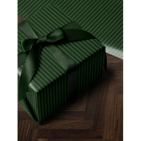 Evergreen Striped Wrapping Paper Holiday Gift Wrap Christmas Party Gift Idea Festive Decor Christmas Present Idea Green Wrapping Paper Roll 58x23in | Walmart (US)