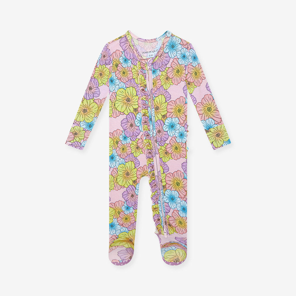 Floral Pink Baby Girl Sleeper | Kourtney | Posh Peanut
