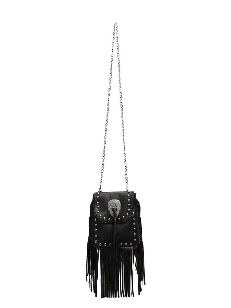 Mini Tassel & Studded Decor Flap Chain Square Bag | SHEIN
