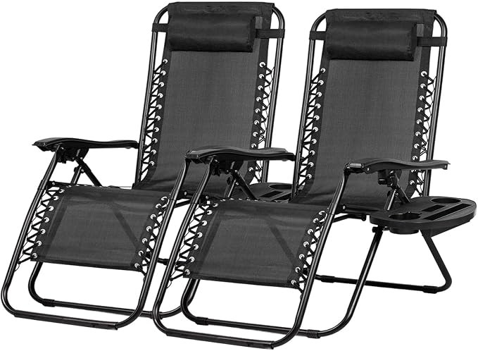 Nazhura Set of 2 Relaxing Recliners Patio Chairs Adjustable Steel Mesh Zero Gravity Lounge Chair ... | Amazon (US)