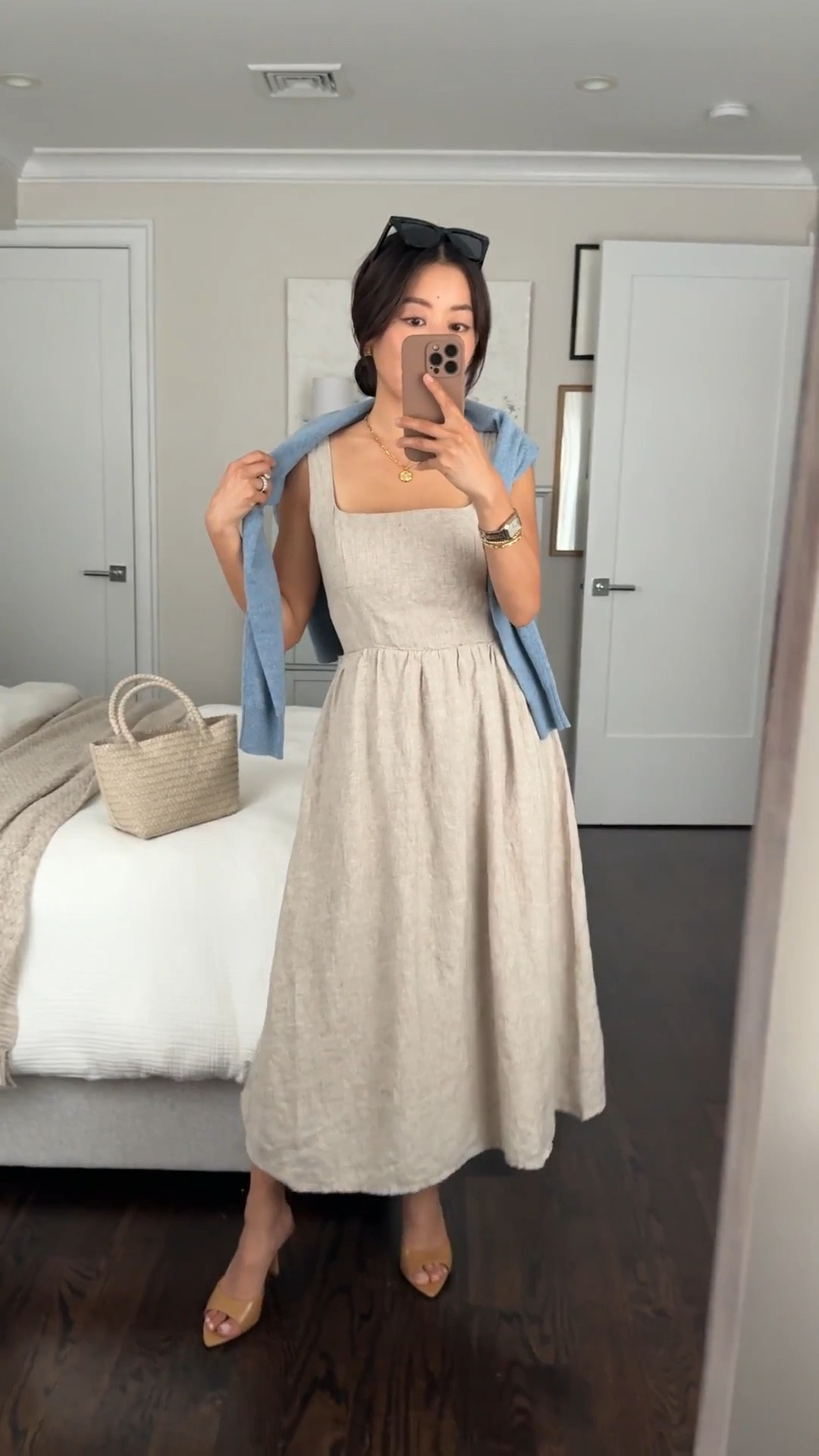 Reformation vibes for less. 100% linen . Also linked my other most-worn quince dresses. 

• Size XS is TTS so it’s a little loose on me through the torso, with a petite friendly length

FYI the darker colors are unlined so even more lightweight in warm weather if you don’t want a layer of lining 

Flattering fit and flare cut, lined, smocked back with adjustable button straps, and pockets. 

• quince cashmere sweater XS looser fit 

• mango sandal heels sz 5 

Travel spring summer dress, Europe trip outfit, linen dress

#LTKootd #LTKTravel #LTKPetite
