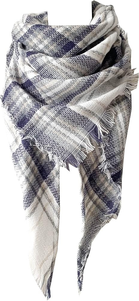 Wander Agio Womens Warm Long Shawl Winter Wraps Large Scarves Knit Cashmere Feel Plaid Triangle S... | Amazon (US)