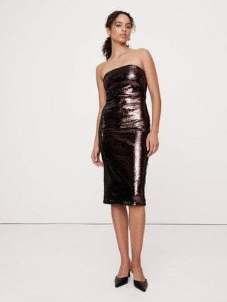Stretch-Sequin Strapless Dress | Banana Republic (US)