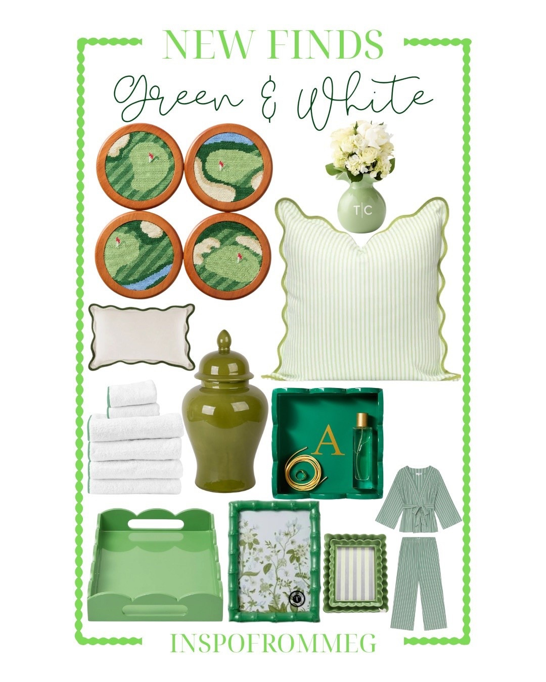 NEW FINDS: Green & White 🍃🤍
Loving these classic green accents for a crisp, clean home refresh! From monograms to cozy textures — tap to shop all my picks directly on LTK!✨

#inspofrommeg #LTKhome #greenandwhite #grandmillennialstyle #preppyhome #homedecorlove #giftideas #monogrammedhome #taptoShop #LTKfinds #homefavorites #classicdecor #cozyhome #homestyling


#LTKSaleAlert #LTKFindsUnder100 #LTKGiftGuide