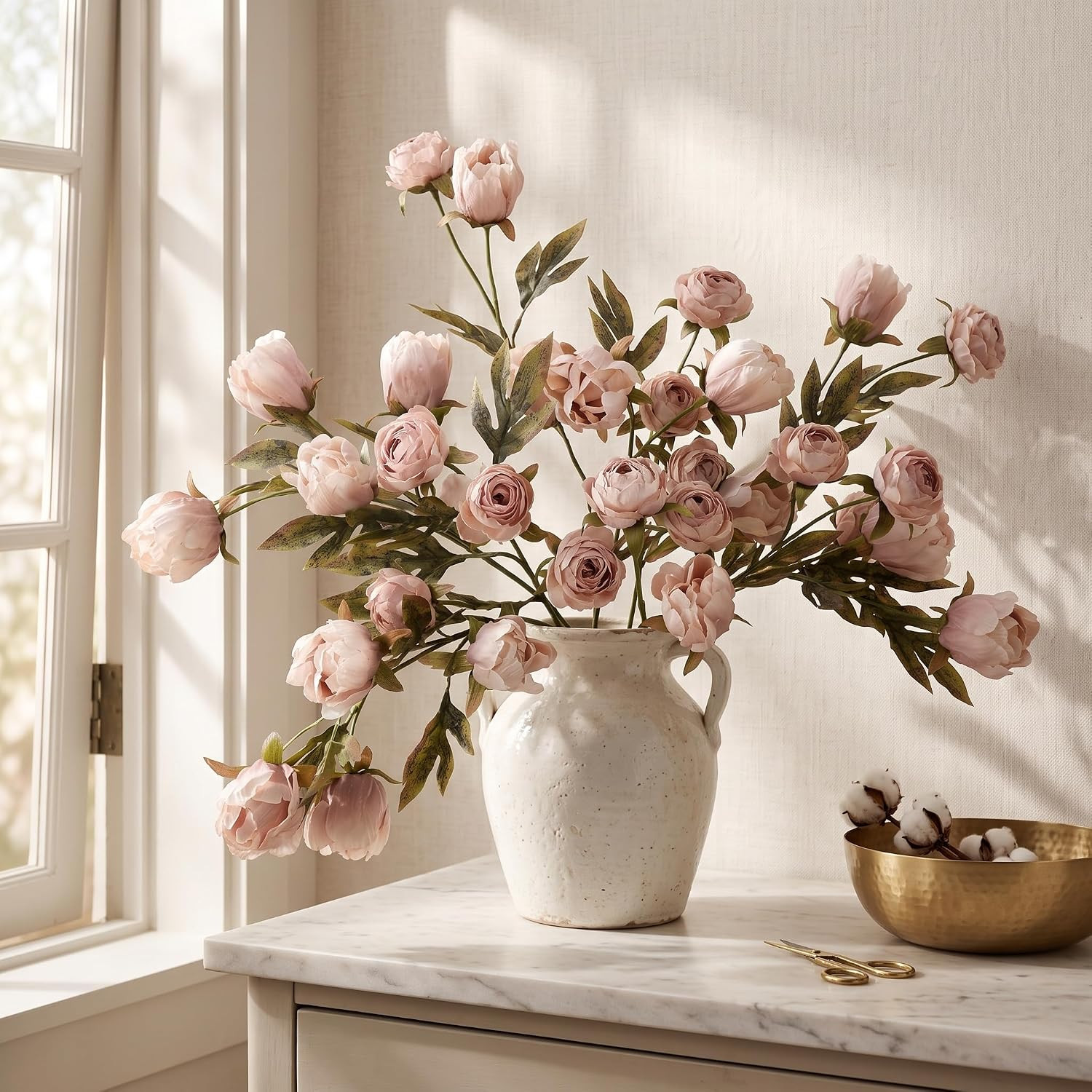 JOVIPOP 6PCS Artificial Peony Flowers for Vase,Realistic Silk Peonies | Amazon (US)