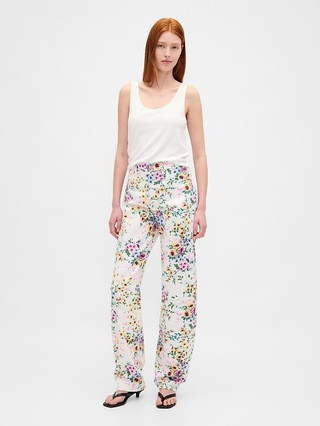 High Rise Floral Barrel Jeans | Gap (US)