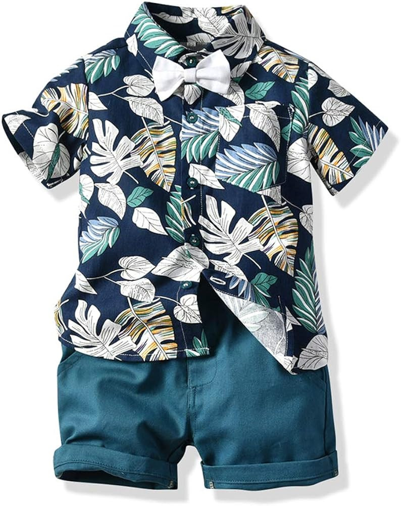 JunNeng Toddler Baby Boy Shorts Sets Hawaiian Outfit,Infant Kid Leave Floral Short Sleeve Shirt T... | Amazon (US)