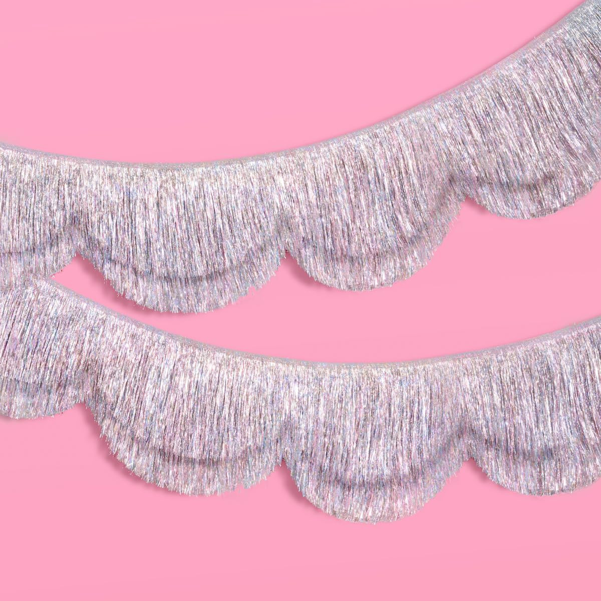 xo, Fetti Silver Iridescent Scalloped Fringe Banner - 6 Ft. | Bachelorette Party Decorations, Bir... | Amazon (US)