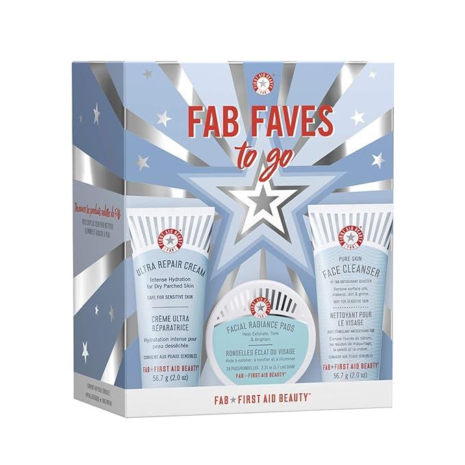 First Aid Beauty FAB Faves to Go Kit: Travel Size Face Cleanser, Exfoliator Pads and Moisturizer | Amazon (US)