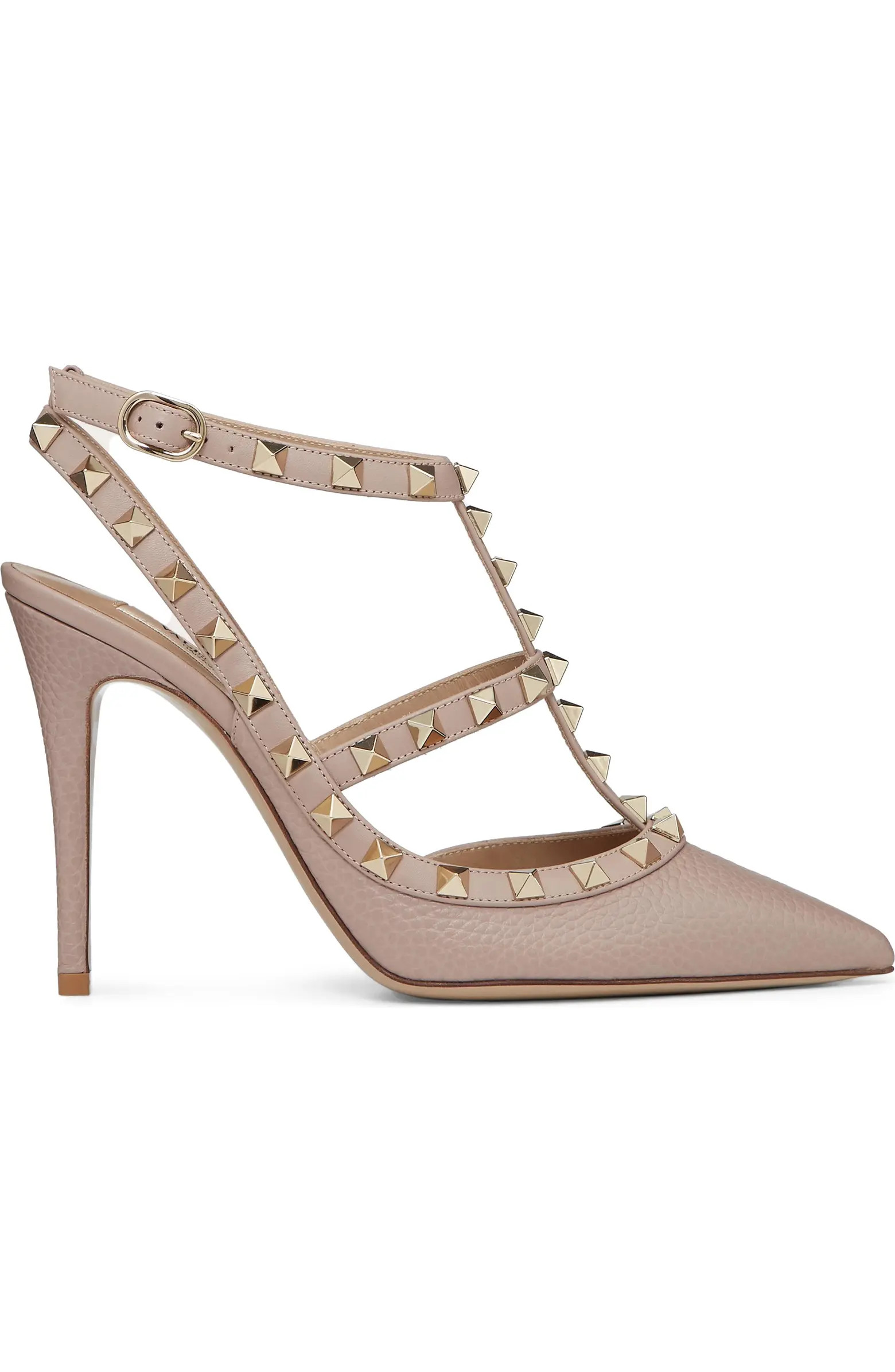 Rockstud Ankle Strap Pointed Toe Pump (Women) | Nordstrom