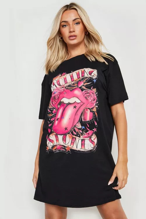 Rolling Stones License Print T-shirt Dress | Boohoo.com (US & CA)